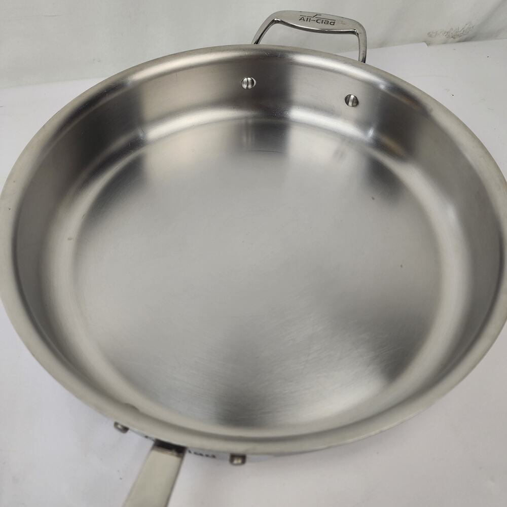 All Clad 6qt Skillet Saute Frying Pan With Lid 13" Stainless Steel Double Handle - Picture 3 of 12